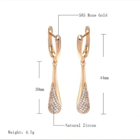 ⭐️ Unique Long Tassel Zircon Tear Drop Dangle Drop Earrings - Picture 5 of 10